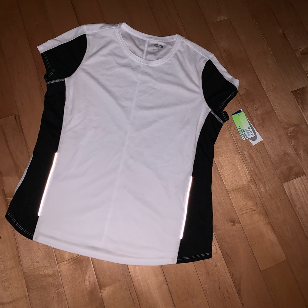 MTA sport white and black dry fit top NWT